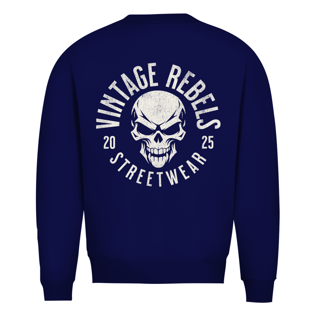 Biker Sweatshirt Herren Vintage Skull – Motorrad Shirt mit Brust- & Rückendruck
