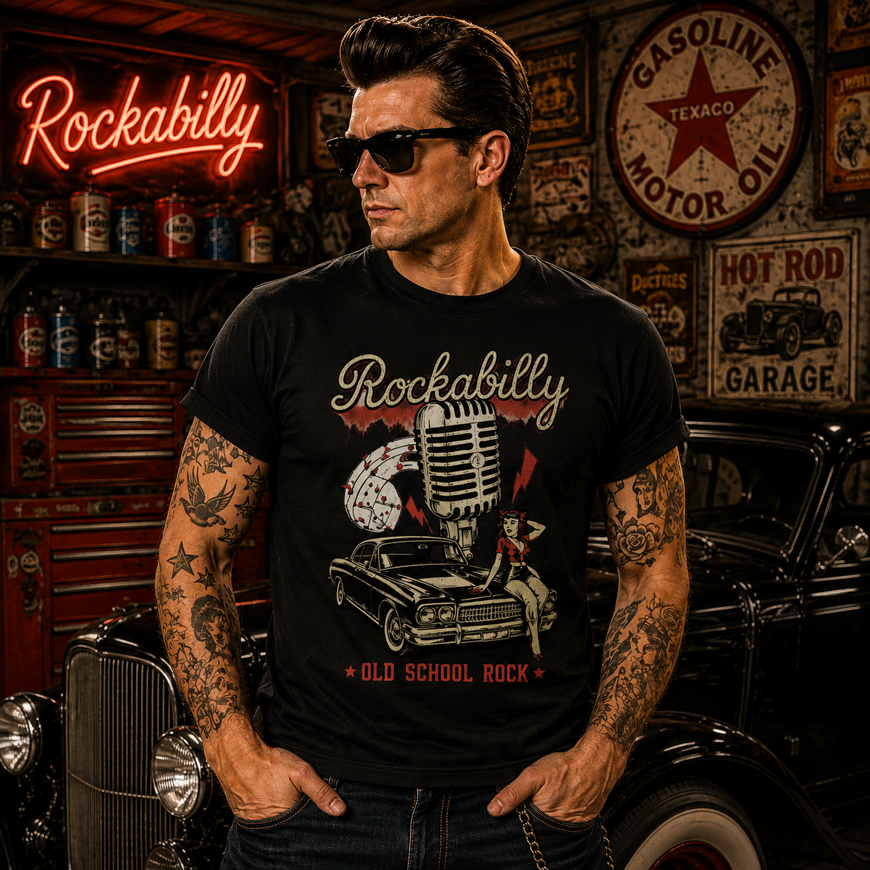 T-Shirt "Rockabilly Old School Rock"