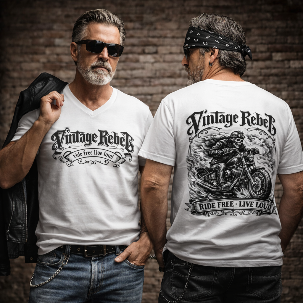 Herren V-Neck T-Shirt "Biker Skull"