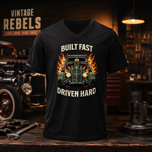T-Shirt V-Neck "Built Fast Driven Hard" | Männer