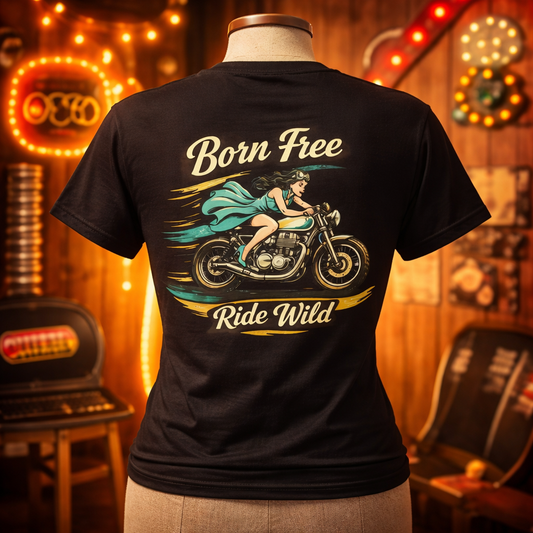 T-Shirt "Born Free Ride Wild" | Frauen