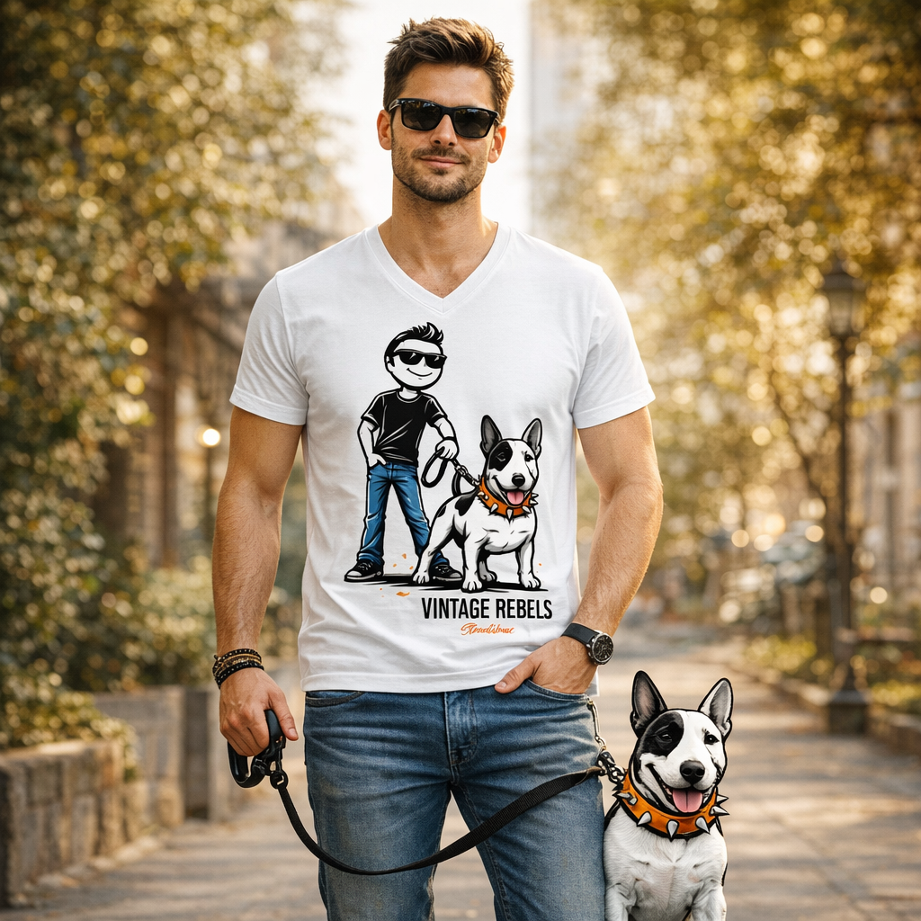 Herren V-Neck T-Shirt "Mini Bullterrier"