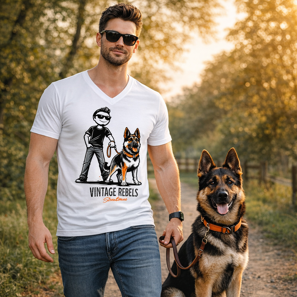 Herren V-Neck T-Shirt "Schäferhund"