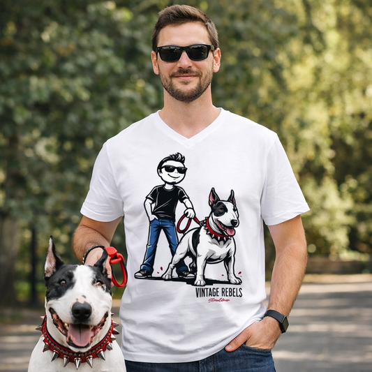 Herren V-Neck T-Shirt "Bullterrier"