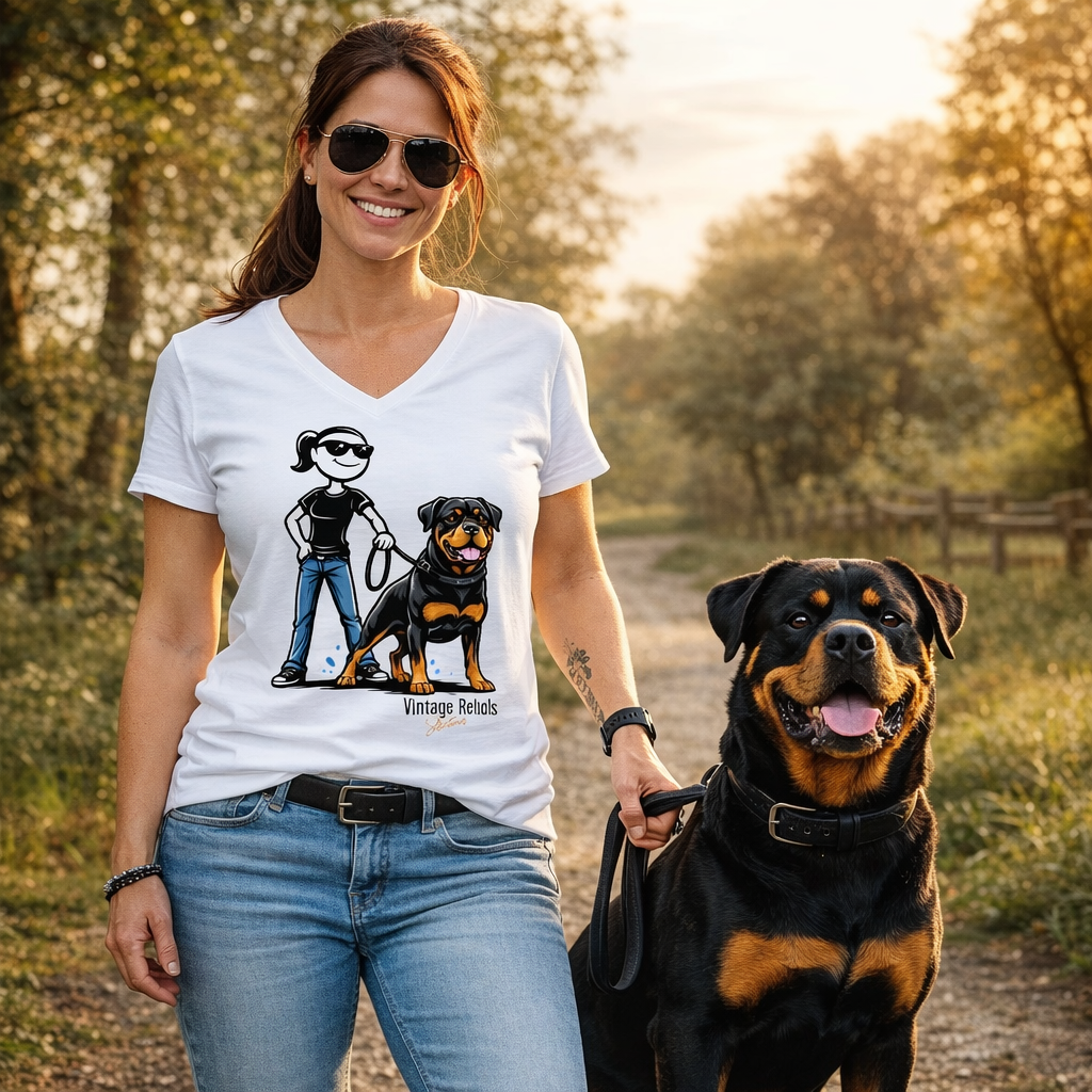 Damen V-Neck T-Shirt "Rottweiler"