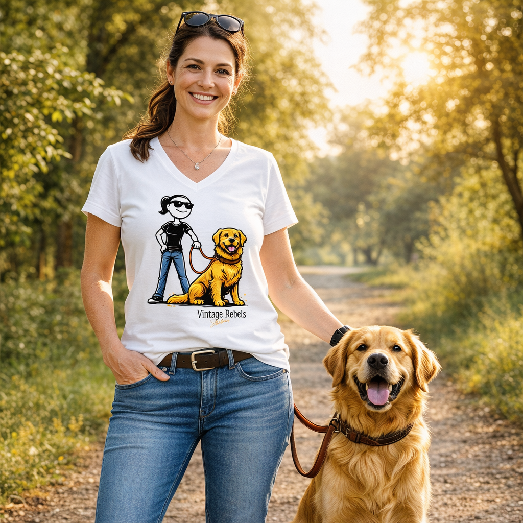 Damen V-Neck T-Shirt "Golden Retriever"