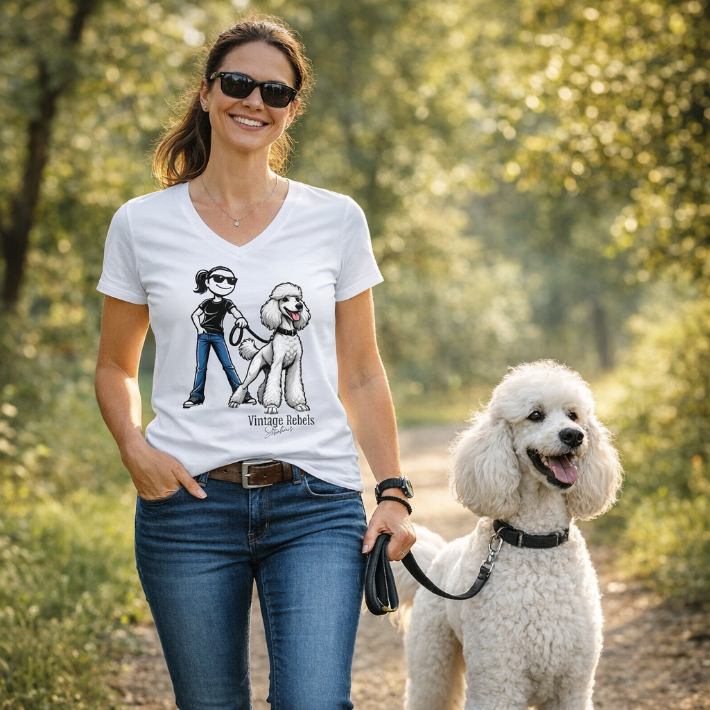 Damen V-Neck T-Shirt "Königspudel"