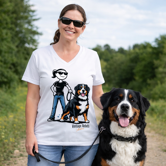 Damen V-Neck T-Shirt "Berner Sennenhund"