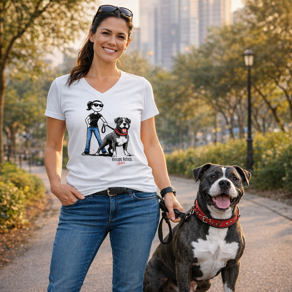 Damen V-Neck T-Shirt "American Staffordshire Terrier"