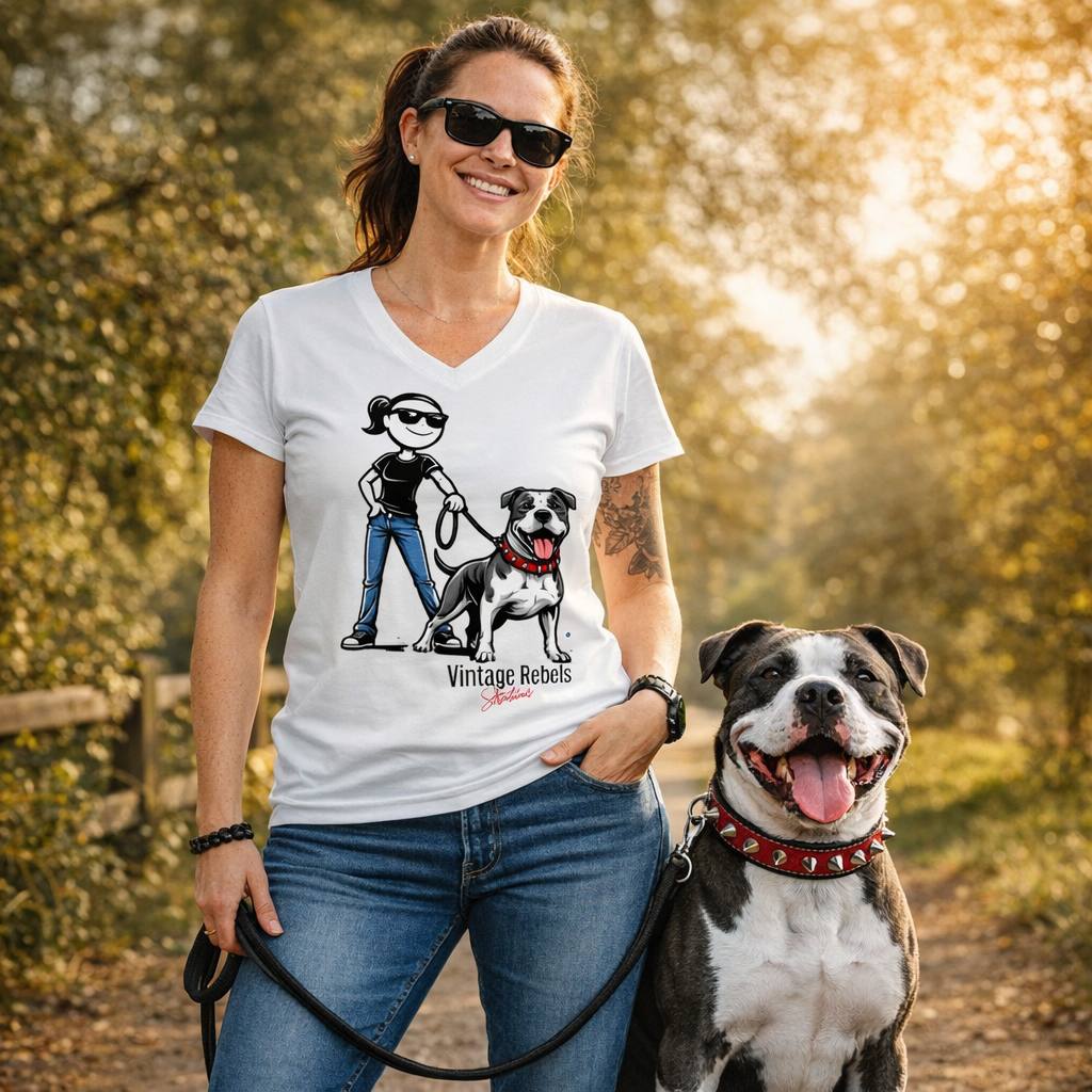 Damen V-Neck T-Shirt "American Pit Bull Terrier"