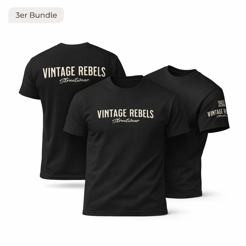 Männer T-Shirt 3er Bundle "Vintage Rebels" schwarz