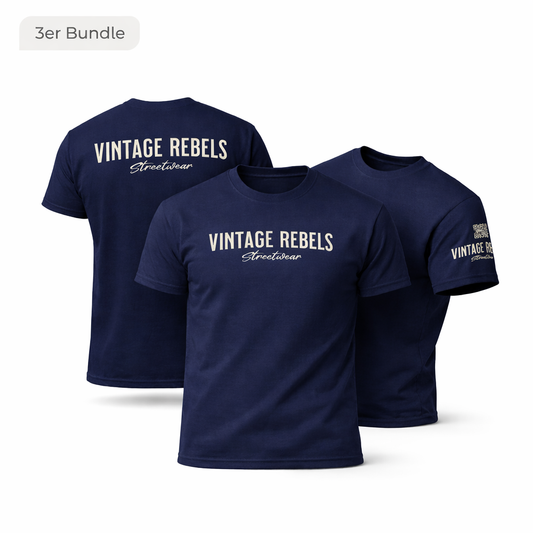 Männer T-Shirt 3er Bundle "Vintage Rebels" navy