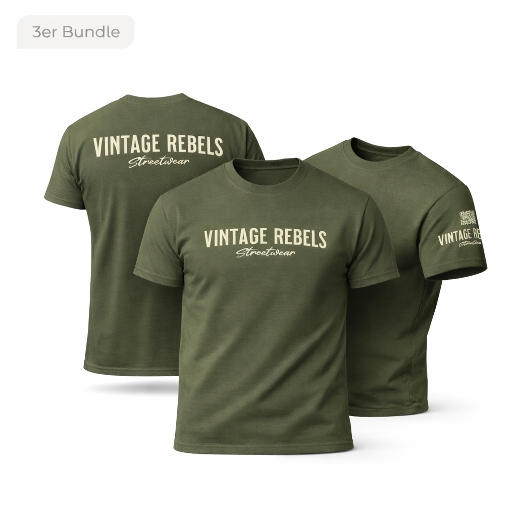 Männer T-Shirt 3er Bundle "Vintage Rebels" military green