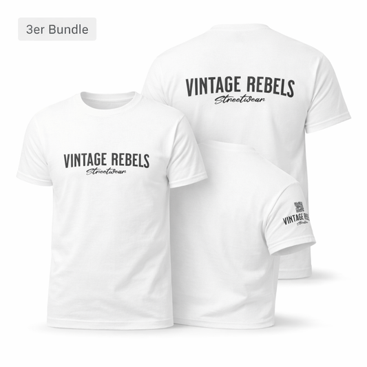 Männer T-Shirt 3er Bundle "Vintage Rebels" weiß