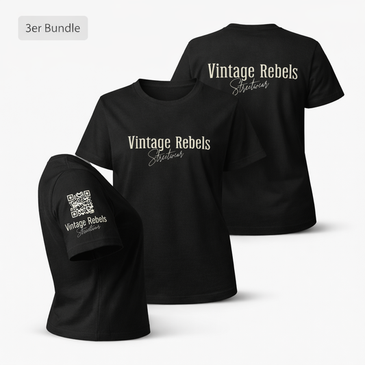 Frauen T-Shirt 3er Bundle "Vintage Rebels" schwarz