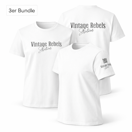 Frauen T-Shirt 3er Bundle "Vintage Rebels" weiß