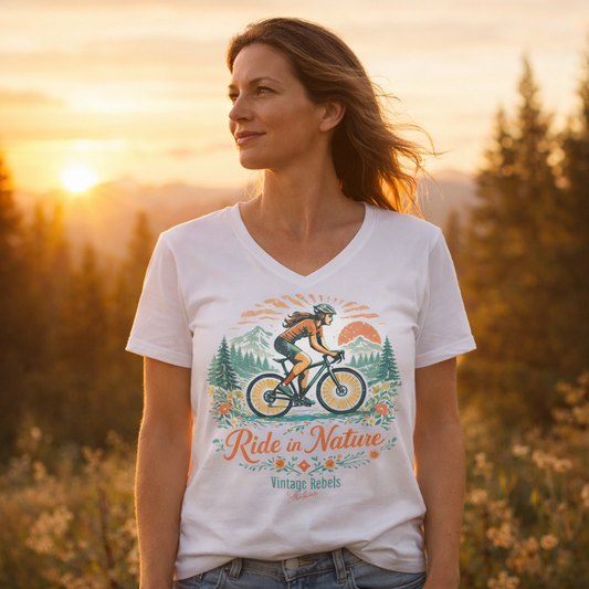 T-Shirt "Ride in Nature" V-Neck