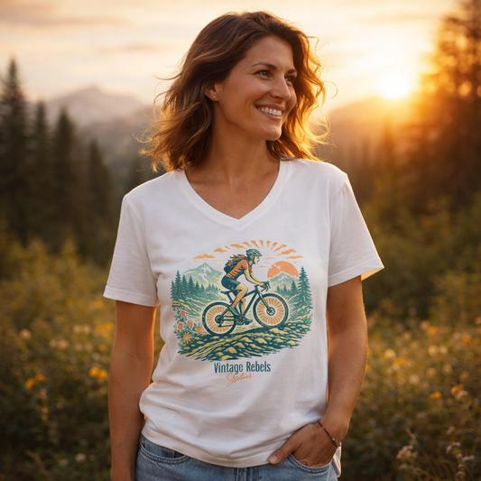 T-Shirt "Radfahren"  V-Neck
