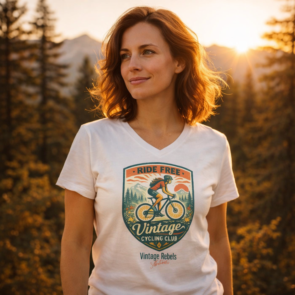 T-Shirt "Cycling Club"  V-Neck