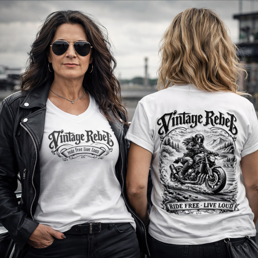 Damen V-Neck T-Shirt "Nacked Bike"
