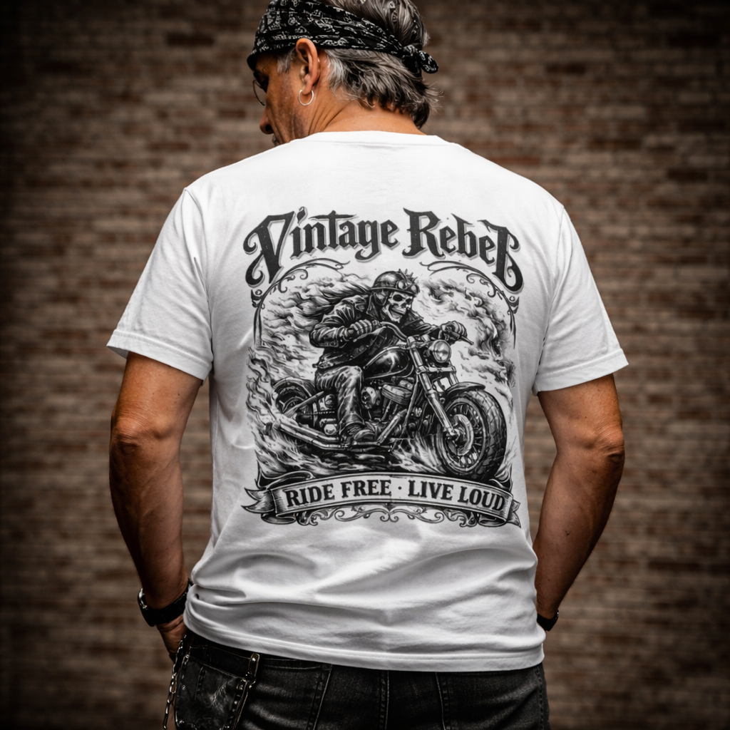 Herren V-Neck T-Shirt "Biker Skull"
